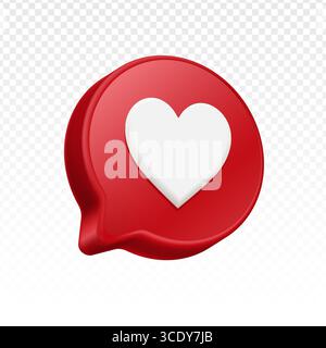 Icône cœur 3D avec bulle de dialogue. Illustration de Vecteur