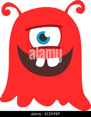 Monstre de dessin animé avec un œil agitant les mains. Illustration vectorielle isolée sur blanc. Motif Halloween Illustration de Vecteur