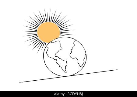Coucher de soleil continu dessin d'une ligne dans le style minimaliste illustration de contour isolé Illustration de Vecteur