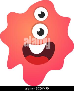 Monstre mignon de dessin animé avec expression de visage excité drôle agitant les mains. Illustration vectorielle isolée sur blanc. Motif Halloween Illustration de Vecteur