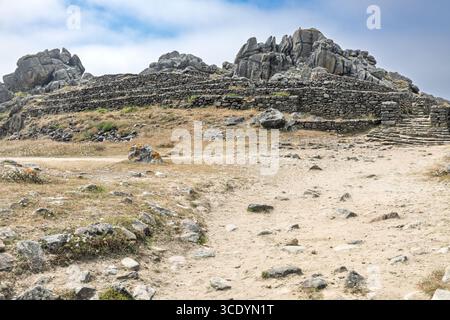 Colonie fortifiée de l'âge du fer, Praia Castro de Barona, A Coruna, la Coruna, Espagne Banque D'Images