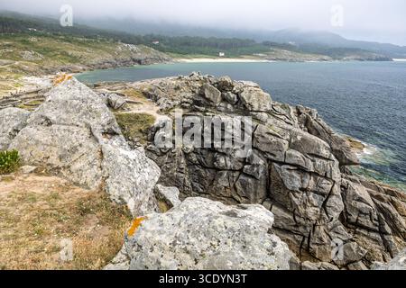 Colonie fortifiée de l'âge du fer, Praia Castro de Barona, A Coruna, la Coruna, Espagne Banque D'Images