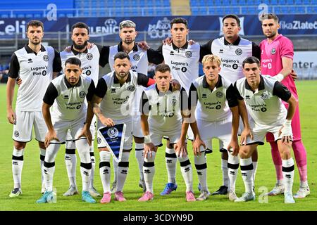 Celje, Slovénie. 14 août 2025. Celje, Slovénie, 14 août 2025, Lugano avant la Ligue des conférences de l'UEFA, troisième tour de qualification, match de 2ème manche entre Celje (Slovénie) et Lugano (Suisse) au Stadion Celje, Celje, Slovénie. (Photo par Igor Kupljenik/Sports Press photo) crédit : SPP Sport Press photo. /Alamy Live News Banque D'Images