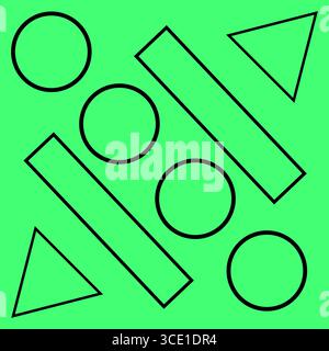 Composition de formes géométriques. Cercles de contour noir. Rectangles triangles éléments. Illustration moderne vectorielle. Illustration de Vecteur