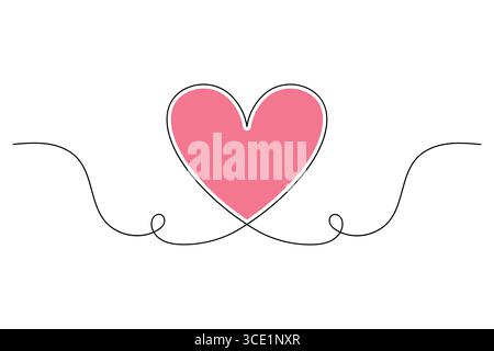 Double coeur Single Line Art Vector minimaliste dessin de ligne continue de symbole d'amour. Illustration de Vecteur
