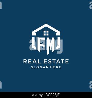 Lettre FM logo pour l'immobilier avec graphique vectoriel de style hexagonal Illustration de Vecteur