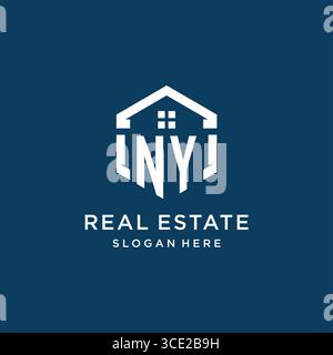 Lettre NY logo pour l'immobilier avec graphique vectoriel de style hexagonal Illustration de Vecteur