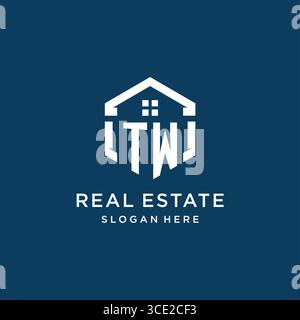 Lettre logo TW pour l'immobilier avec graphique vectoriel de style hexagonal Illustration de Vecteur