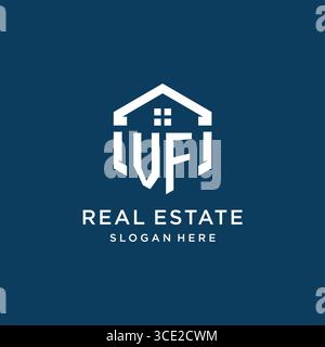 Lettre VF logo pour l'immobilier avec graphique vectoriel de style hexagonal Illustration de Vecteur