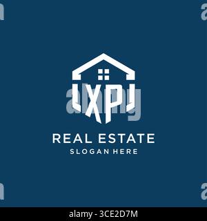 Lettre XP logo pour l'immobilier avec graphique vectoriel de style hexagonal Illustration de Vecteur