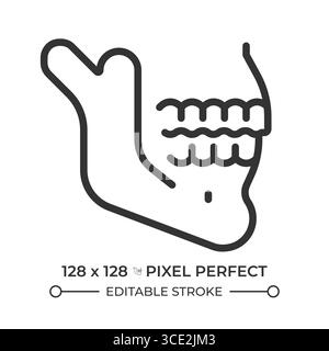 Icône ligne parfaite de pixel de radiographie de l'os maxillaire Illustration de Vecteur