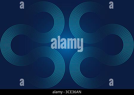 Vecteur de fond de lignes circulaires bleues abstraites, conception de motif d'onde géométrique moderne Illustration de Vecteur