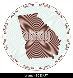 Logo rond Georgia. Forme de l'état construit avec des anneaux. Texte de Géorgie autour de l'état. Illustration vectorielle. Illustration de Vecteur