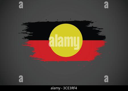 Drapeau aborigène australien avec effet coup de pinceau artistique. Illustration de Vecteur