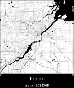 Carte de Tolède, États-Unis - affiche de la carte vectorielle topographique Illustration de Vecteur