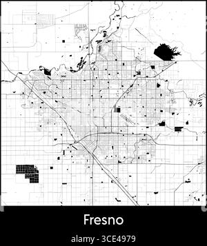 Fresno carte de la ville, États-Unis - affiche de la carte vectorielle topographique Illustration de Vecteur
