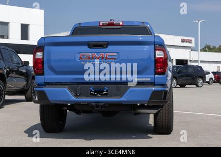 Indianapolis - 14 août 2025 : présentation du pick-up Canyon 4WD Elevation à cabine multiplace de GMC. GMC offre le Canyon avec un moteur TurboMax 4 cylindres de 2,7 l. MY :202 Banque D'Images