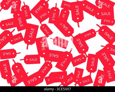 Étiquettes d'étiquette de vente rouges sur fond blanc Banque D'Images