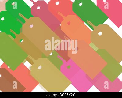 Étiquettes de vente dans des couleurs vives sur fond blanc Banque D'Images