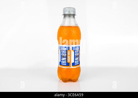 Boisson gazeuse sans sucre IRN Bru – pays de Galles, Royaume-Uni – 03 août 2025 Banque D'Images