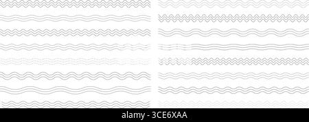 Jeu de lignes ondulées. Collection de bordures abstraites ondulées et pointillées sur fond blanc. Éléments décoratifs minimalistes Illustration de Vecteur