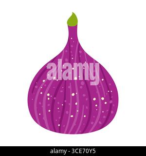 Illustration de dessin animé de la figue. Figue entière mûre abstraite enfantine dessinée à la main juteuse fruit exotique violet ou baie. Forme graphique de signe stylisée simple. Vecteur art à la mode pour les enfants, autocollant, couverture d'affiche de carte Illustration de Vecteur