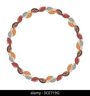 Cadre rond avec des feuilles d'automne colorées. Illustration isolée vectorielle sur fond blanc Illustration de Vecteur