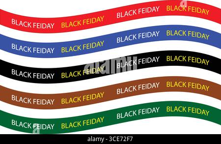 Ensemble de modèles vectoriels colorés de collection de ruban Black Friday pour les ventes saisonnières, les annonces de commerce électronique et la promotion Illustration de Vecteur