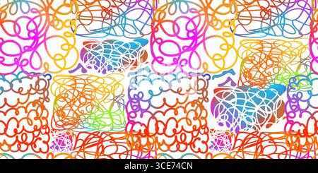 motif sans couture coloré ondulé de coup de pinceau pour le fond, le tissu, le textile, l'enveloppe, la surface, design web et imprimé. dessiné à la main. Pas IA, Vector Illustration de Vecteur