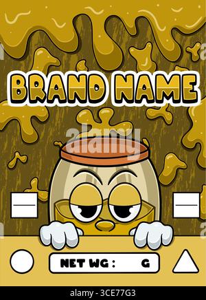 Dessin animé Honey Strain avec fond Slime. Conception pour logo, étiquette, couverture et produit d'emballage. Illustration de Vecteur