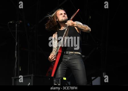 ROYAUME-UNI. 08 août 2025. DERBYSHIRE, ANGLETERRE - 08 AOÛT : Yannick Lehmann de 'Paleface Swiss' en concert au Bloodstock Open Air, Catton Park le 08 août 2025 dans le Derbyshire, Angleterre.Cap/Mar © Mar/Capital Pictures Credit : Capital Pictures/Alamy Live News Banque D'Images