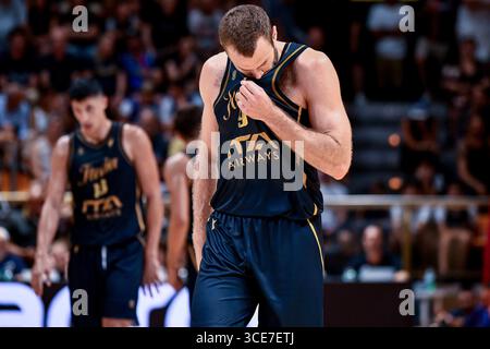 Nicolo Melli, Italien, lors du match amical de basket-ball entre l'Italie et l'Argentine au Pala Dozza à Bologne (Italie), le 15 août 2025. Banque D'Images