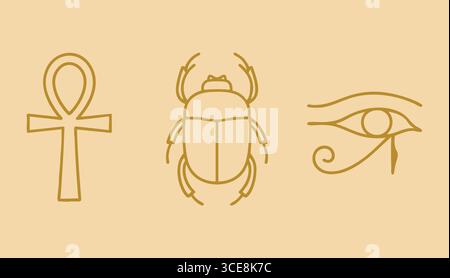 Trois symboles vénérés sont rendus avec des contours nets pour un accent culturel intemporel. Illustration de Vecteur