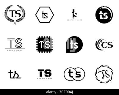 Modèle d'entreprise du logo TS. Lettre t et s logotype. Définissez différents lettrage serif classique et texte audacieux moderne avec des éléments de design. Typog. Police initiale Illustration de Vecteur
