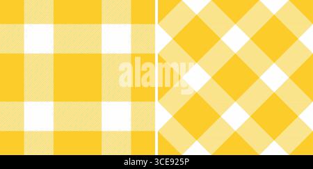 Motifs à carreaux jaunes et blancs éclatants et invitants dans des styles diagonaux classiques. Idéal pour les arrière-plans, les textiles ou pour ajouter une touche chaleureuse et rustique. Versat Illustration de Vecteur