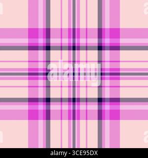 Motif écossais à carreaux sans couture, motif tartan à fond dépouillé. Vecteur de texture textile de tissu de page dans la palette de couleurs claires et magenta. Illustration de Vecteur