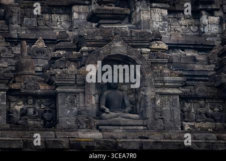 Temple Borobudur à Yogyakarta, Indonésie Banque D'Images