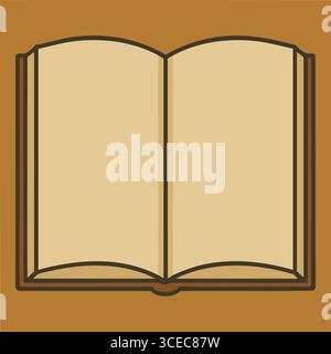 Illustration nette d'un livre relié ouvert montrant des pages courbes et une ombre subtile prête pour le texte ou la lecture de thèmes. Illustration de Vecteur