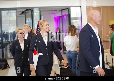 Sunderland, Angleterre, 16 août 2025. L'équipe d'Angleterre entrant dans la Coupe du monde féminine accueille l'événement à l'hôtel de ville de Sunderland. Crédit : Colin Edwards/Alamy Live News Banque D'Images