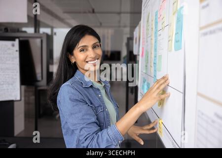 Positive belle jeune chef de produit indien posant pour un portrait professionnel Banque D'Images