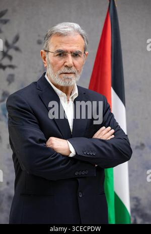 Ziyad al-Nakhalah est un homme politique palestinien qui dirige le Jihad islamique palestinien (JIP) Banque D'Images