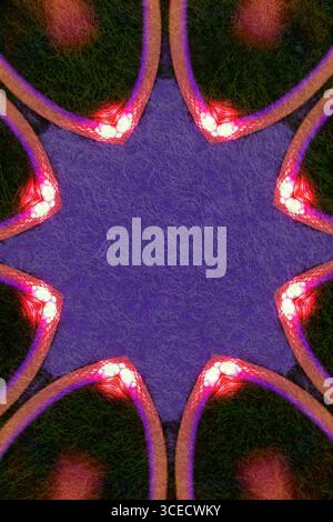 Un design abstrait fascinant avec des motifs kaléidoscopiques et des néons éclatants. Les formes géométriques créent une pièce d'art visuel captivante wi Banque D'Images