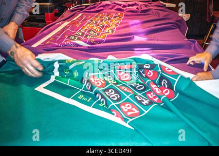 Changer un tissu de mise en page de roulette, Las Vegas Banque D'Images