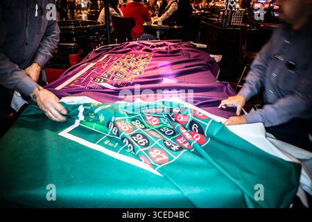 Changer un tissu de mise en page de roulette, Las Vegas Banque D'Images