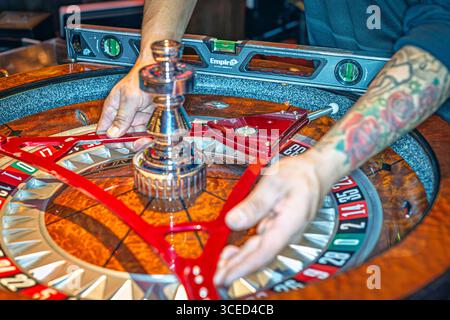 La roue de roulette du Casino est en cours d'entretien, Las Vegas Banque D'Images