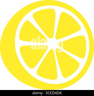 Tranche de citron avec huit segments dans un style de dessin animé jaune vif Illustration de Vecteur