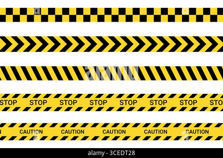 Bordure de construction noire et jaune ou panneau d'avertissement Illustration de Vecteur