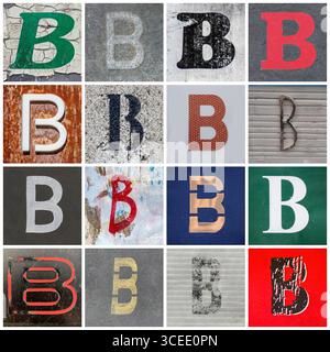 Rue urbaine 16 lettres B-#01 - Collection de 16 lettres majuscules B prises sur des rues urbaines Banque D'Images