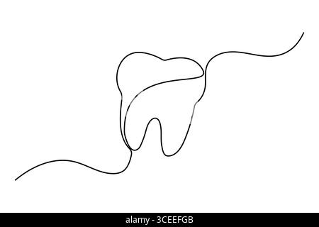 Dent continue dessin d'une ligne dans le style minimaliste illustration de contour isolé sur fond blanc Illustration de Vecteur
