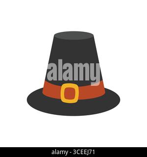 Chapeau de pèlerin. Motif Thanksgiving. Arrière-plan isolé. Illustration vectorielle plate. Illustration de Vecteur